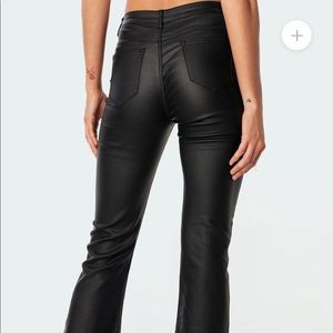 LUNA FAUX LEATHER FLARE JEANS